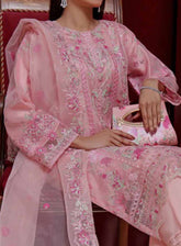 Alyana By Pak Fabrics Embroidered Organza Semi Stitched 3 Piece Suit PF25LEO EAT-441